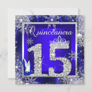 Royal Blue Quinceañera 15:e Elite Elegant Födelsed Inbjudningar