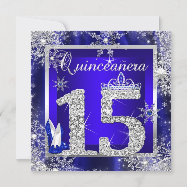 Royal Blue Quinceanera 15:e Elite-Eleganten födels Inbjudningar (Framsida)