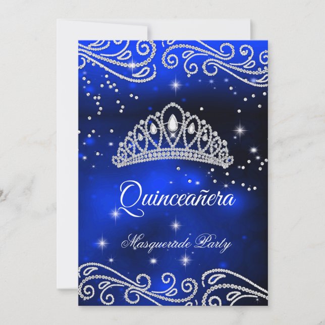 Royal Blue Quinceanera 15:e födelsedagen Inbjudningar (Framsida)