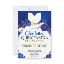 Royal Blue Quinceanera Blommigt Princess Dress