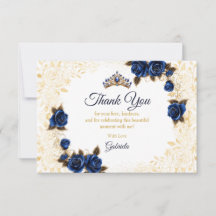 Royal Blue Quinceañera Guld Tiara Rosor Blommig