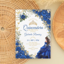 Royal Blue Quinceañera Gyllene Fjärilar