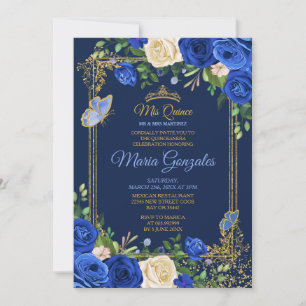 Royal Blue Quinceanera Mexikansk flicka 15:e födel Inbjudningar