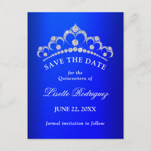 Royal Blue Quinceañera Spara Datum Vykort