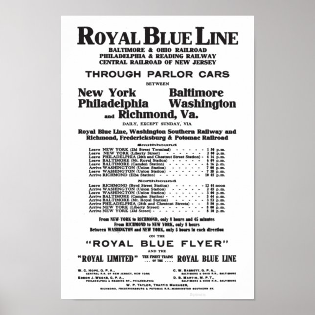 Royal Blue Railroad Line 1908 Poster (Framsidan)