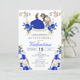 Royal Blue Ranch Horse Ro Charro Quinceañera Inbjudningar