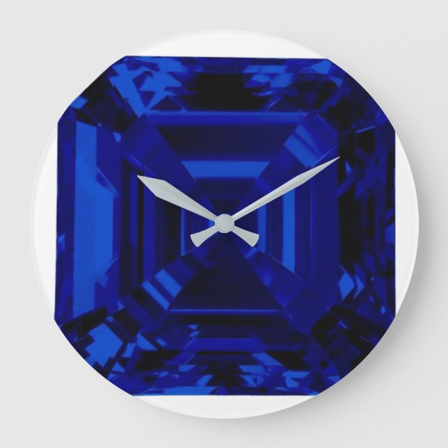 Royal Blue Rectangular Sapphire Blue Large Clock Stor Klocka (Framsida)