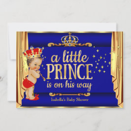 Royal Blue Red Drapes Prince Baby Shower Inbjudningar