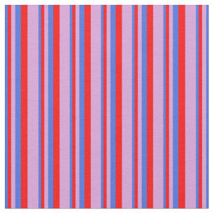 Royal Blue, Red och Plum Färgad Mönster Tyg