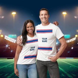 Royal Blue Red Sports Team Namn White Unisex T Shirt