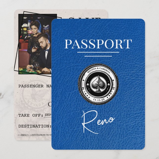 Royal Blue Reno Passport Spara datum Datumet (Fram/baksida)