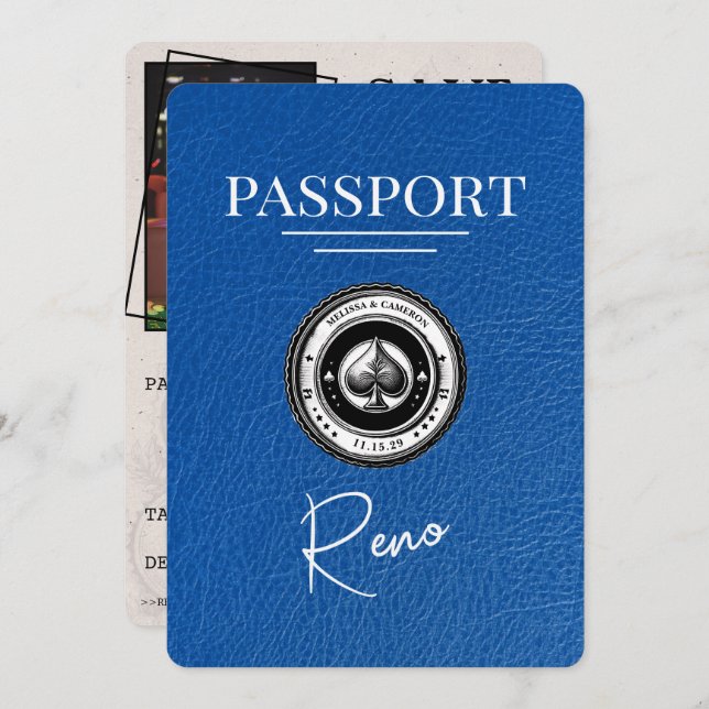 Royal Blue Reno Passport Spara datum Spara Datumet (Fram/baksida)