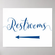 Royal Blue Restroom Sign - Lämnat pilorientering