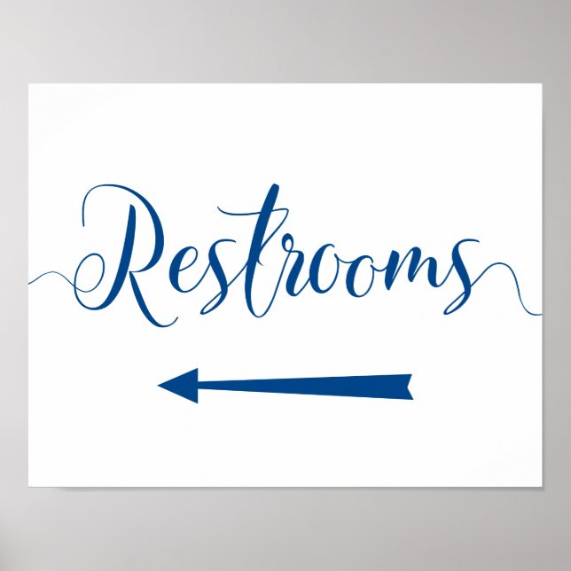 Royal Blue Restroom Sign - Lämnat pilorientering Poster (Framsidan)