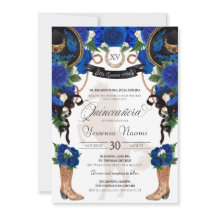 Royal Blue Ro & Black Western Charro Quinceanera