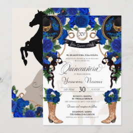 Royal Blue Ro & Black Western Charro Quinceanera Inbjudningar
