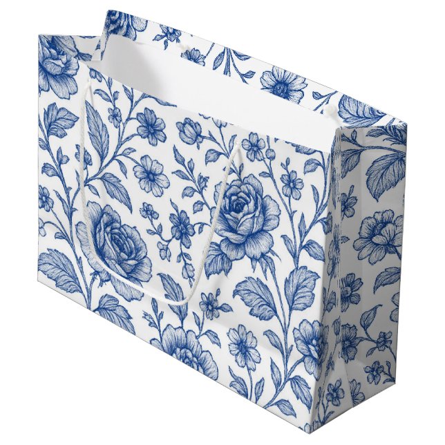 Royal Blue Ro Blommönster (Framsidan Vinklad)