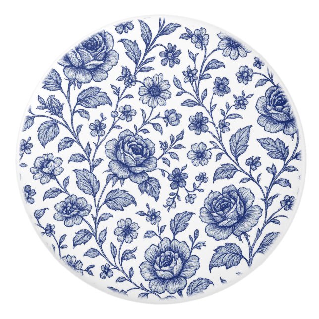 Royal Blue Ro Blommönster Knopp (Framsidan)
