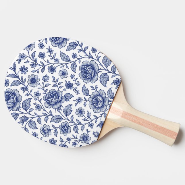 Royal Blue Ro Blommönster Pingisracket (Sidan)