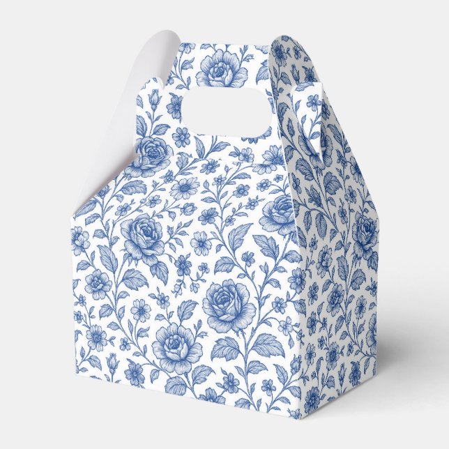 Royal Blue Ro Blommönster Presentaskar (Framsidan Sidan)