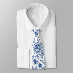 Royal Blue Ro Blommönster Slips
