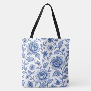 Royal Blue Ro Blommönster Tygkasse