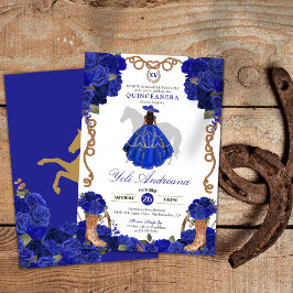 Royal Blue Ro Boots Charro Vestidos Quinceañera Inbjudningar