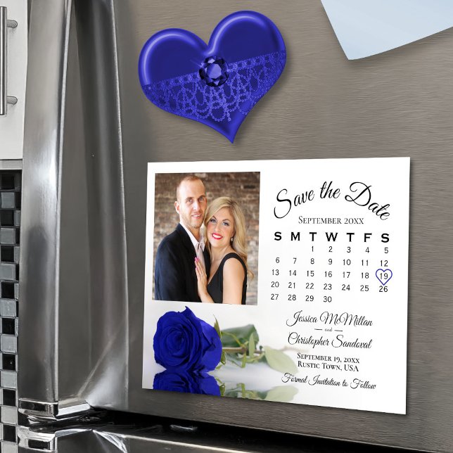 Royal Blue Ro Calendar & Photo Spara Date Magnet (Magnetic for easy display!)