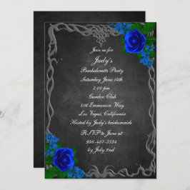 Royal Blue Ro Chalk Board Bachelorette Party Inbjudningar