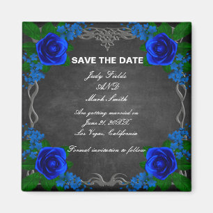 Royal Blue Ro Chalk Board Bröllop spara datum Magnet