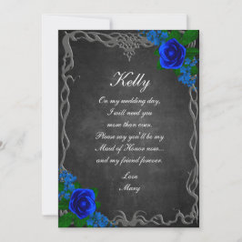 Royal Blue Ro Chalk Board Fall Maid of honor Inbjudningar