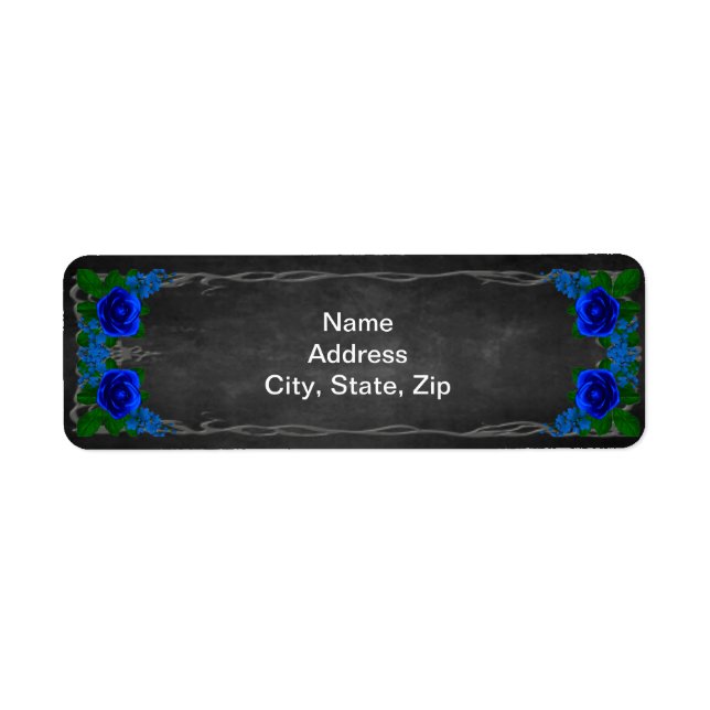 Royal Blue Ro Chalk Board Fall Wedding Adress Returadress Etikett (Framsidan)