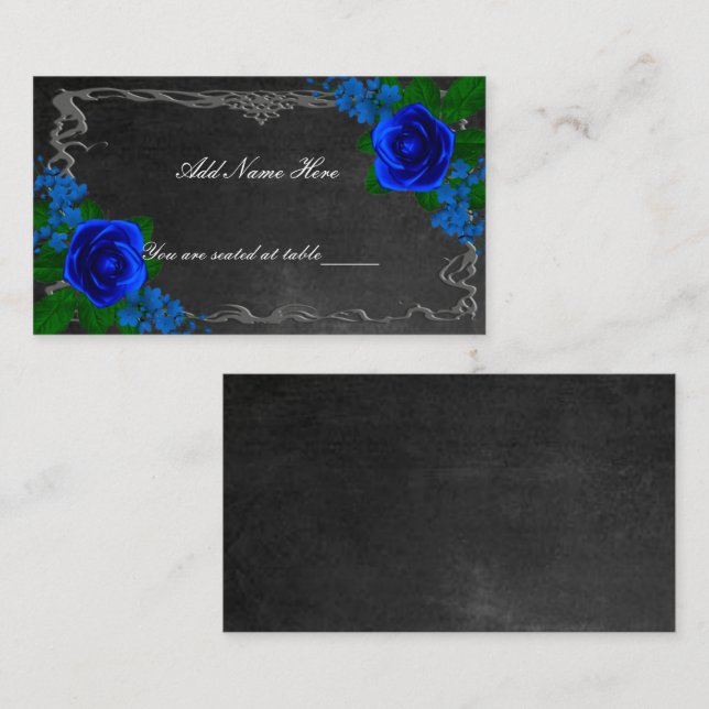 Royal Blue Ro Chalk Board Fall Wedding Bord Placeringskort (Fram/baksida)