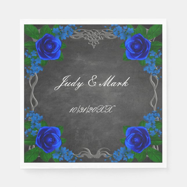 Royal Blue Ro Chalk Board Fall Wedding Pappersservett (Framsidan)