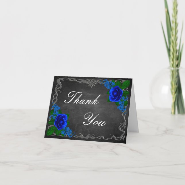 Royal Blue Ro Chalk Board Fall Wedding Tack Kort (Framsida)