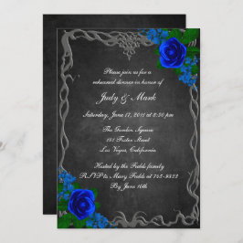 Royal Blue Ro Chalk Board Rehearsal Dinner Inbjudningar