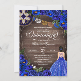 Royal Blue Ro Charro Land Gown Quinceanera Inbjudningar