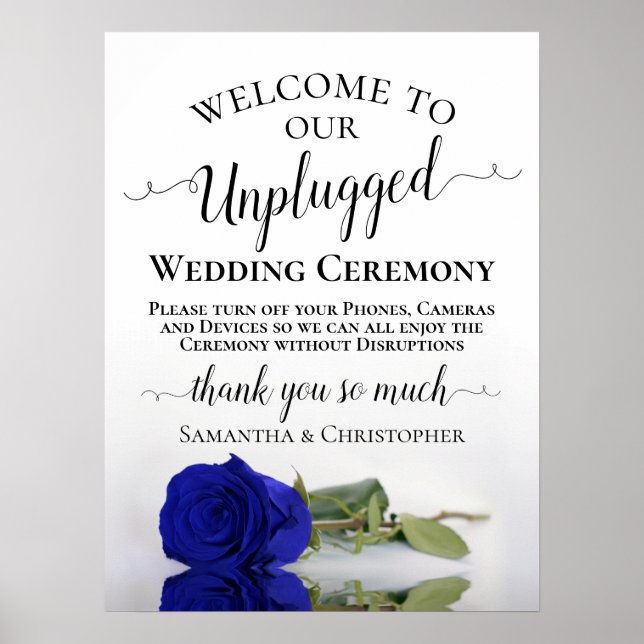 Royal Blue Ro Chic Unplugged Bröllop Ceremony Poster (Framsidan)