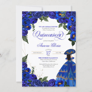 Royal Blue Ro Elegant Charro Dress Quinceaner Inbjudningar