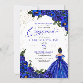 Royal Blue Ro Elegant Dress Tiara Quinceanera Inbjudningar
