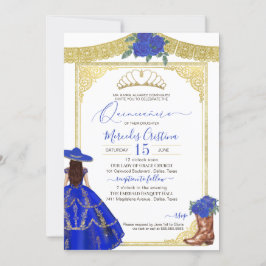 Royal Blue Ro Elegant Western Charro Quinceanera Inbjudningar