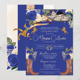 Royal Blue Ro Finare Mariachi Charro Quinceanera Inbjudningar
