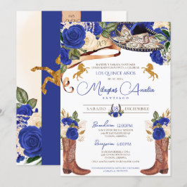 Royal Blue Ro Finare Western Charro Quinceanera Inbjudningar