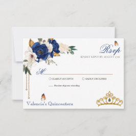 Royal Blue Ro Guld Tiara Quinceanera OSA Kort