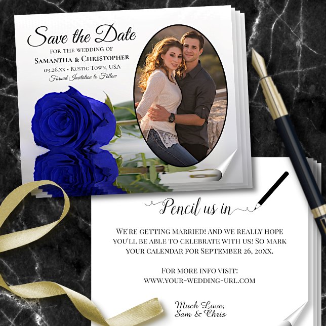 Royal Blue Ro Photo Save Date BUDGET Flygblad (Skapare uppladdad)