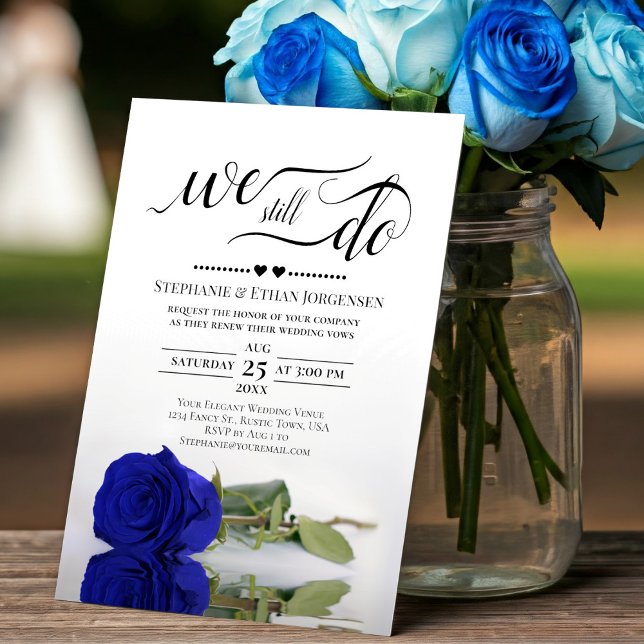 Royal Blue Ro Vi fortsätter att förnya Bröllop Vow Inbjudningar (Skapare uppladdad)