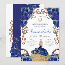 Royal Blue Ro Western Charra Quinceañera Inbjudningar