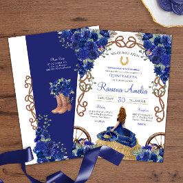 Royal Blue Ro Western Charro Quinceanera Inbjudningar