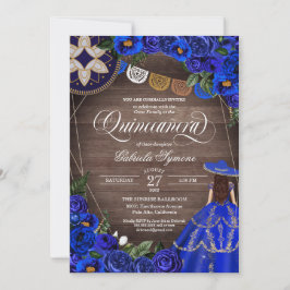 Royal Blue Ro Western Charro Rustic Quinceanera  Inbjudningar
