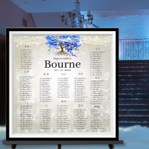 Royal Blue Romantic Heart Löv Träd Poster